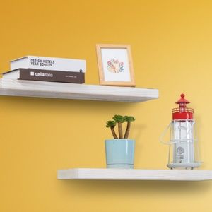 2-Pack 24 Solid Wood Floating Shelves,Bathroom Shelves, Brushed Finish